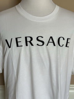 Versace Embroidered Logo White Cotton Jersey T-Shirt 5XL A87021S NWT $475