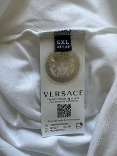 Versace Embroidered Logo White Cotton Jersey T-Shirt 5XL A87021S NWT $475