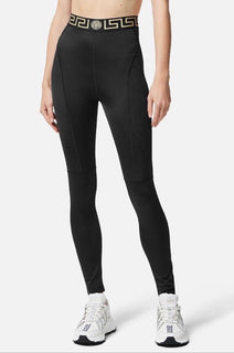 Versace Greca Border Gym Leggings Pants Black Small 1004103 NWT $920