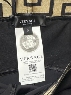 Versace Greca Border Gym Leggings Pants Black Small 1004103 NWT $920