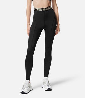 Versace Greca Border Gym Leggings Pants Black Small 1004103 NWT $920