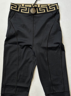 Versace Greca Border Gym Leggings Pants Black Small 1004103 NWT $920