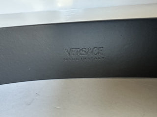 Versace Gold Buckle Black Calf Leather Belt 90 (36) Italy 1011124 NWT