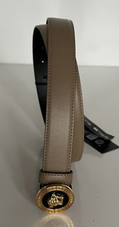 Versace Medusa-Buckle Brown Slim Calf Leather Belt 105 (42) IT 1012369 NWT $550