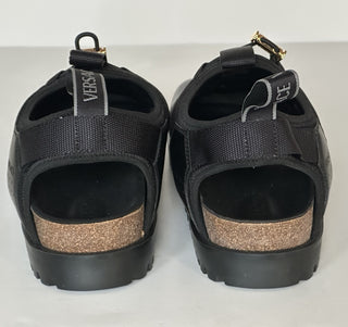 Versace Black Mules Leather Sandals 12.5 US (45.5 Eu) 1014481 Made in Italy NWT