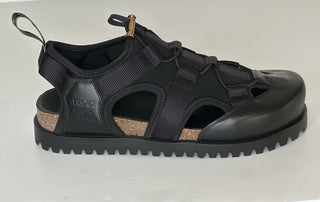 Versace Black Mules Leather Sandals 12.5 US (45.5 Eu) 1014481 Made in Italy NWT