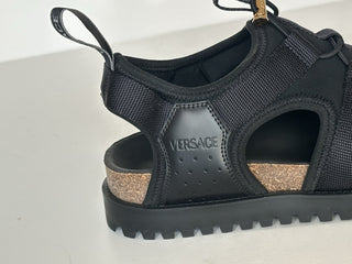 Versace Black Mules Leather Sandals 12.5 US (45.5 Eu) 1014481 Made in Italy NWT