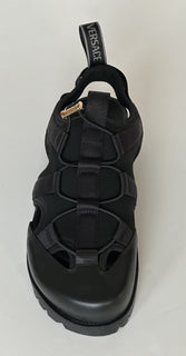 Versace Black Mules Leather Sandals 12.5 US (45.5 Eu) 1014481 Made in Italy NWT