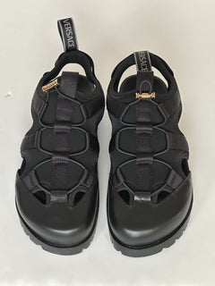 Versace Black Mules Leather Sandals 12.5 US (45.5 Eu) 1014481 Made in Italy NWT