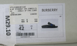 Burberry Mens Stingray Rubber Jungle IP Check Sandals 9 US (42) 8088962 NIB $550