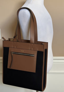 Burberry Manzon Tote Shoulder Bag Black/Dark Brown 80934531 NWT $1350