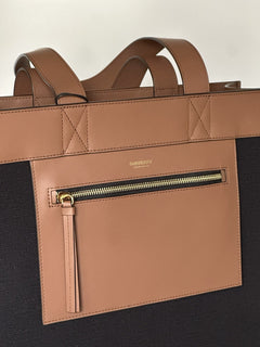 Burberry Manzon Tote Shoulder Bag Black/Dark Brown 80934531 NWT $1350