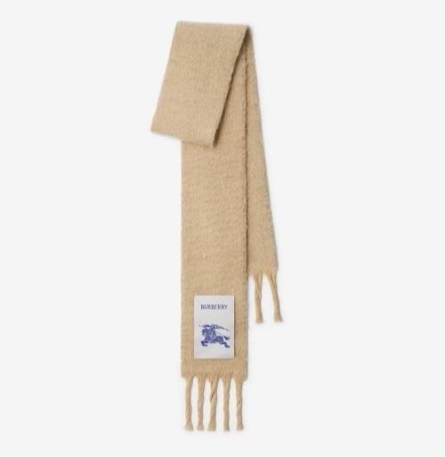 Burberry Solid Mohair Wool Scarf Archive Beige 212x17 80796491 Italy NWT $390