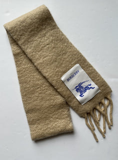 Burberry Solid Mohair Wool Scarf Archive Beige 212x17 80796491 Italy NWT $390