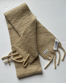 Burberry Solid Mohair Wool Scarf Archive Beige 212x17 80796491 Italy NWT $390