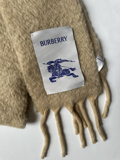Burberry Solid Mohair Wool Scarf Archive Beige 212x17 80796491 Italy NWT $390