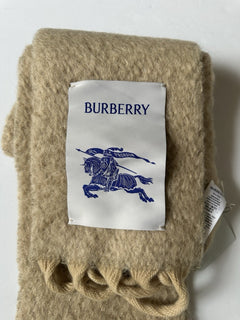 Burberry Solid Mohair Wool Scarf Archive Beige 212x17 80796491 Italy NWT $390