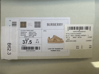Burberry Women's Baby Neon Low Top Sneakers 7.5 US (37.5) Italy 8083394 NIB $790
