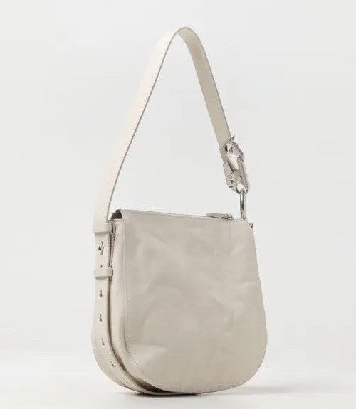 Burberry Small Knight Crinkled Leather Shoulder Bag Beige 80816761 NWT $2590
