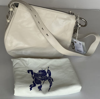 Burberry Small Knight Crinkled Leather Shoulder Bag Beige 80816761 NWT $2590