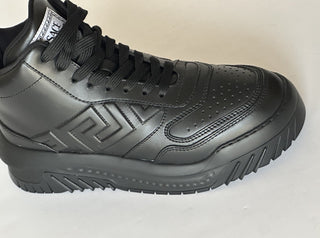 Versace Greca Leather High Top Black Sneakers 12 US (45 Eu) 1011349 IT NWT $1175