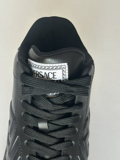 Versace Greca Leather High Top Black Sneakers 12 US (45 Eu) 1011349 IT NWT $1175