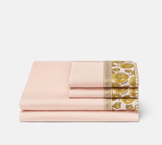 Versace Medusa Amplified 4-piece FULL Bed Set Sheet Set Pink/Gold NIB $900