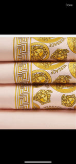 Versace Medusa Amplified 4-piece FULL Bed Set Sheet Set Pink/Gold NIB $900