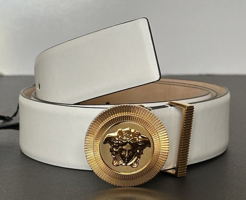 Versace Men’s Medusa-Buckle White Leather Belt 115 (46) Italy 1003873 New $575