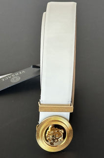 Versace Men’s Medusa-Buckle White Leather Belt 115 (46) Italy 1003873 New $575