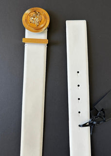 Versace Men’s Medusa-Buckle White Leather Belt 115 (46) Italy 1003873 New $575