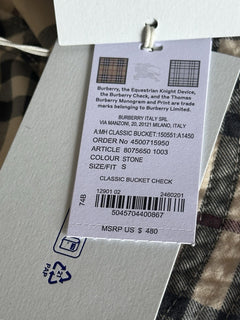 Burberry Classic Check Bucket Hat Stone Small (56 cm) 8075650 Italy NWT $480