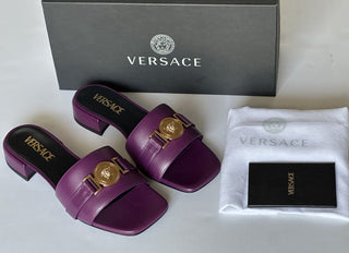 VERSACE Medusa Women's Plum Sandals 6 US (36 Euro) 1014748 Spain NIB $900
