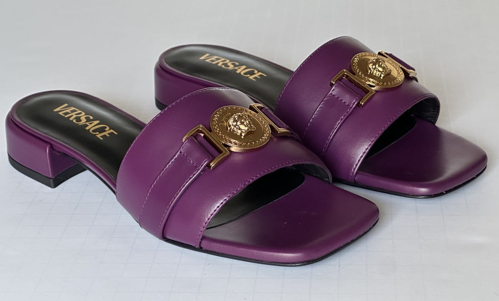 VERSACE Medusa Women's Plum Sandals 7 US (37 Euro) 1014748 Spain NIB $900