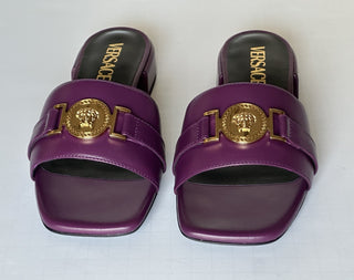 VERSACE Medusa Women's Plum Sandals 7 US (37 Euro) 1014748 Spain NIB $900