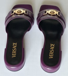 VERSACE Medusa Women's Plum Sandals 7 US (37 Euro) 1014748 Spain NIB $900