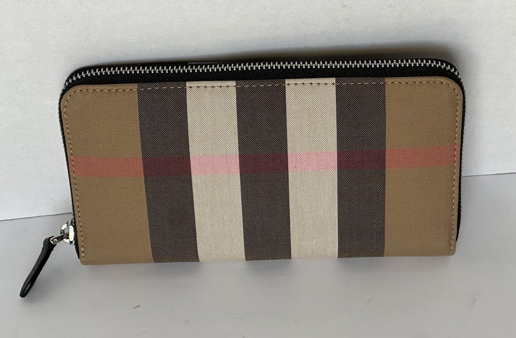 Burberry IP Check Large Zip Around Wallet Taupe Brown 8084560 NWT $630