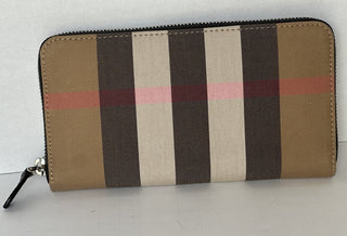 Burberry IP Check Large Zip Around Wallet Taupe Brown 8084560 NWT $630