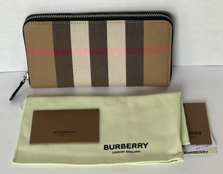 Burberry IP Check Large Zip Around Wallet Taupe Brown 8084560 NWT $630