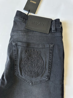 Versace Men’s Black Stretch Stone Washed Denim Jeans Size 33 US 1011835 NWT $950