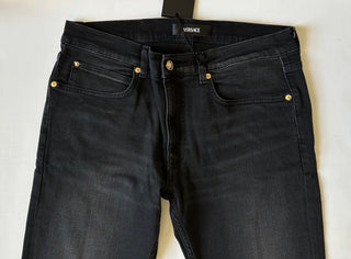 Versace Men’s Black Stretch Stone Washed Denim Jeans Size 33 US 1011835 NWT $950