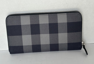 Burberry Navy/Grey IP Check Large Zip Around Wallet 80840631 NWT $630