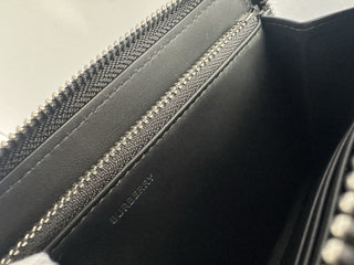 Burberry Navy/Grey IP Check Large Zip Around Wallet 80840631 NWT $630