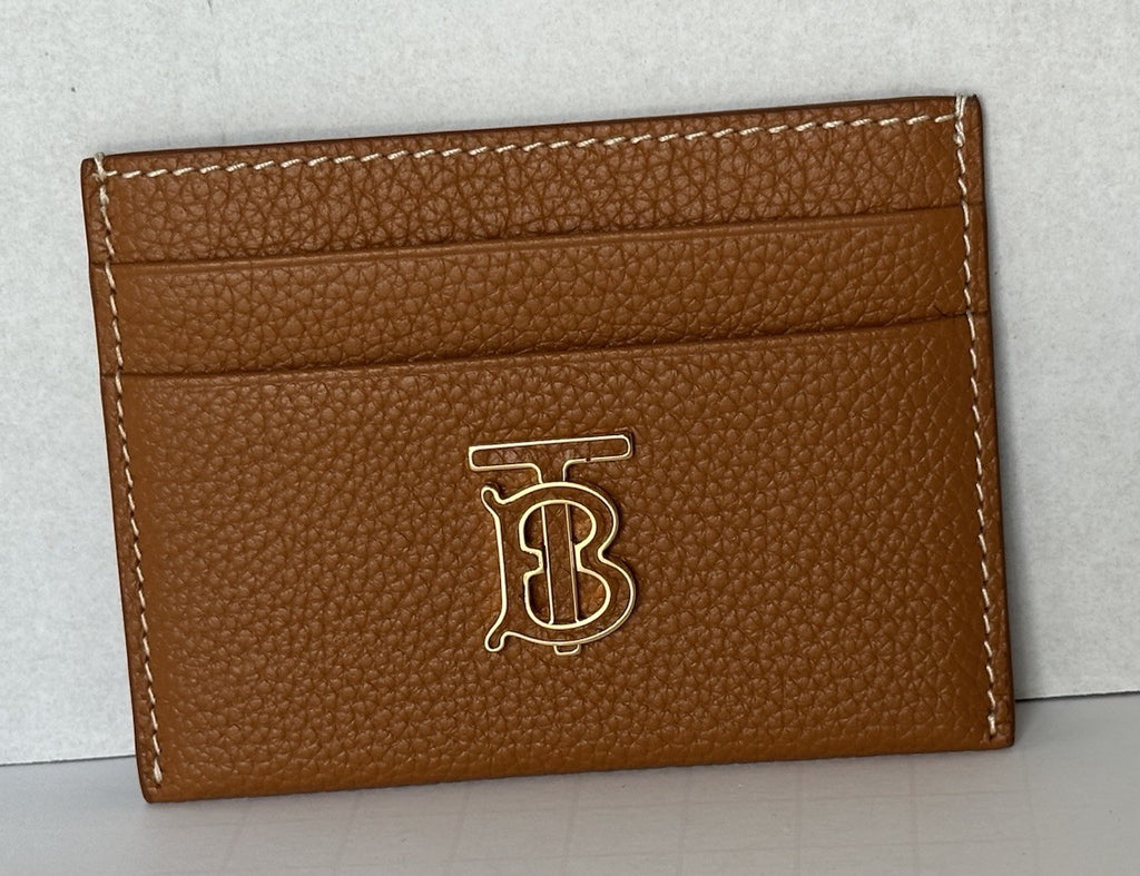 Burberry Warm Russet Brown TB Leather Card Case 80623791 Made in Italy NWT $330