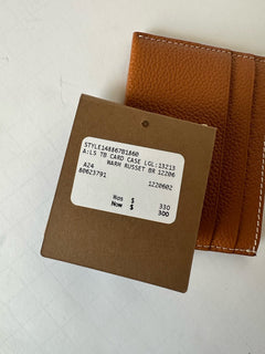 Burberry Warm Russet Brown TB Leather Card Case 80623791 Made in Italy NWT $330