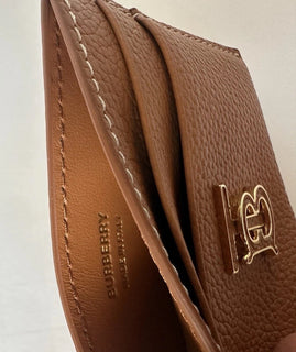 Burberry Warm Russet Brown TB Leather Card Case 80623791 Made in Italy NWT $330