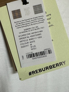 Burberry Caris Check White T-shirt M (Oversized) 8085111 NWT $480
