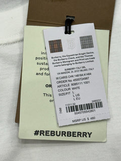 Burberry Caris Check White T-shirt L (Oversized) 8085111 NWT $480