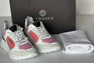 Versace Low Top Womens Leather/Fabric Pink Sneakers 10 US (40) 1011941 NWT $825