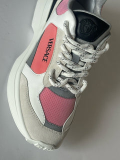 Versace Low Top Womens Leather/Fabric Pink Sneakers 10 US (40) 1011941 NWT $825